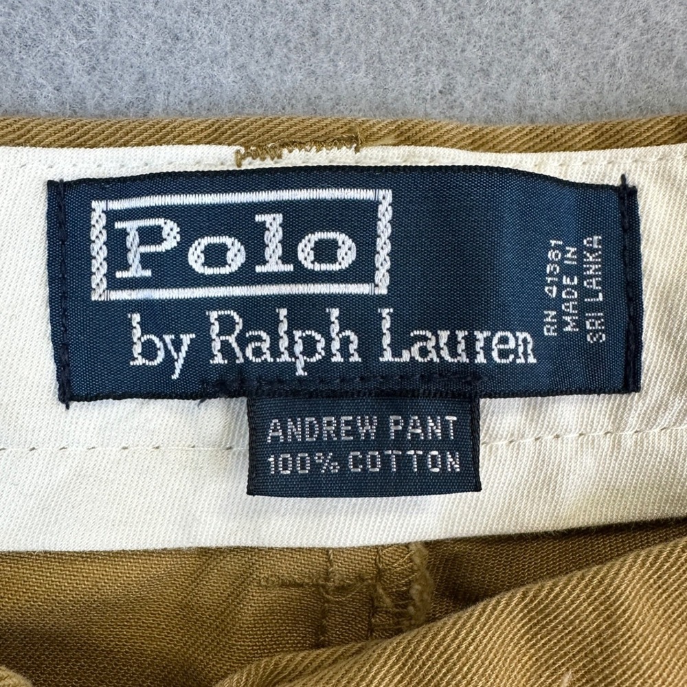 New Polo Ralph Lauren Andrew Pant Mens 31/30 Tan Pleated Classic Cotton Chino - Picture 5 of 12